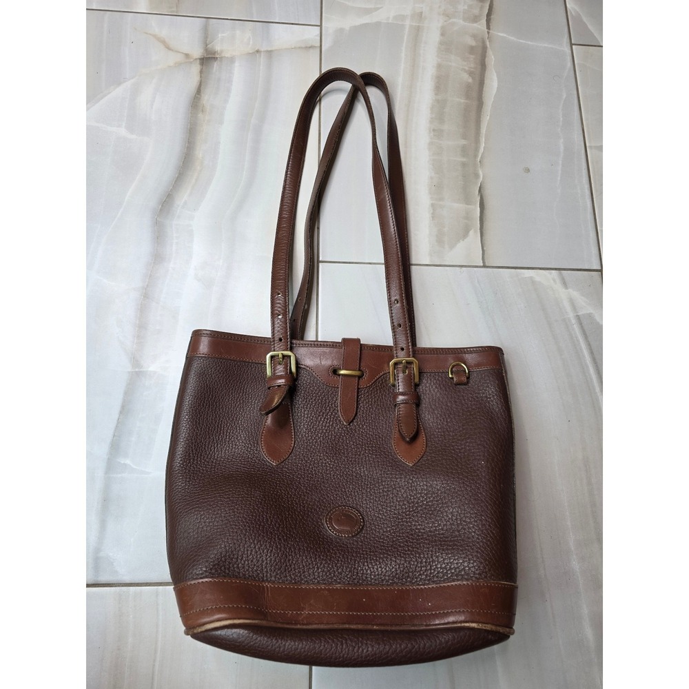 Dooney & Bourke Vintage All Weather Leather Tote Bag Brown British Made USA C2